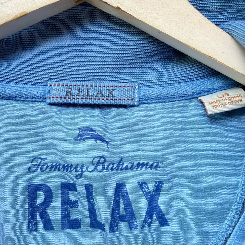 Tommy Bahama Blue 1/4 Zip Pullover Mens Large Sweatshirt Relax Logo Casual Nauti - Picture 5 of 12